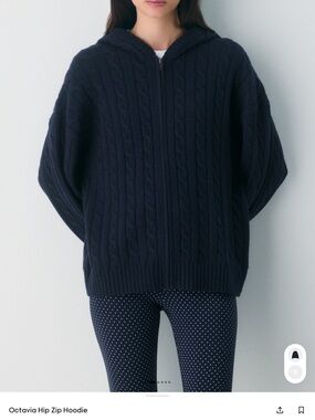 Aritzia Navy Cable-Knit Zip Hoodie